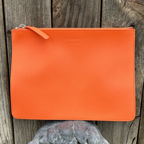 Everlane The Leather Zip Pouch Clutch Orange - Picture 6 of 15